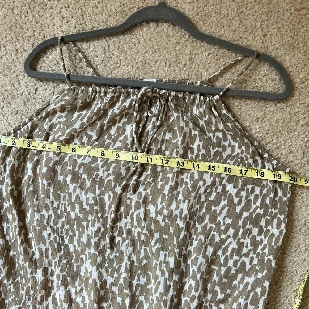 J.Crew Women Top Small Brown Leopard Print Drawstring Halter‎ Gauzy Cinched BOHO